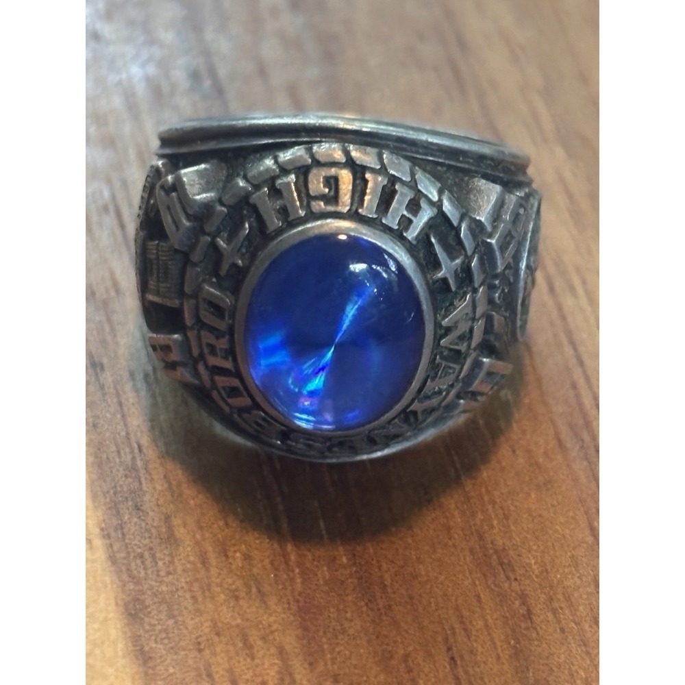 Vintage Blue Topaz 1981 Waynesboro High Balfour Sterling Ring Sz 9.5 17.8 Grams